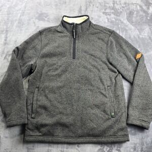 Orvis Pullover Men M Gray Quarter Zip Sherpa Lined Sweater Fleece Jacket